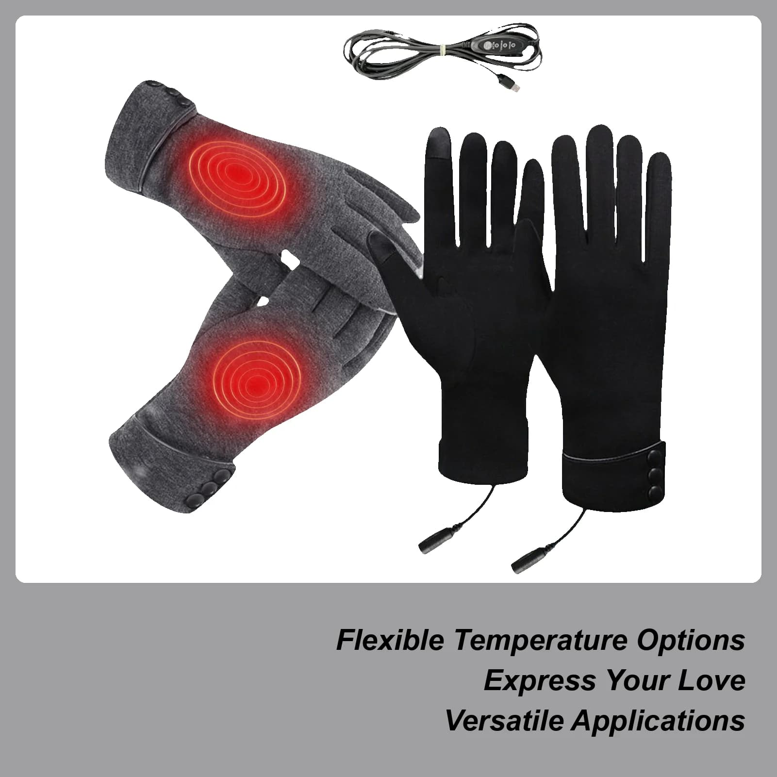 Guanti riscaldanti Guanti riscaldati USB a 3 livelli Forniture per la stagione fredda Riscaldamento caldo Guanti da bici elettrici antivento da ciclismo a prova di freddo