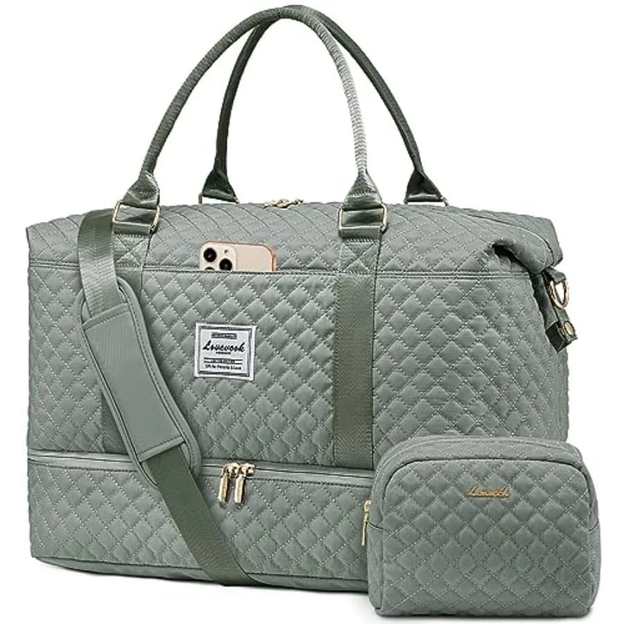 Borsa da Viaggio LOVEVOOK, Borsone Weekender per Donne con Scomparto per Scarpe, Borsa da Trasporto per Pernottamento con Beauty Case, Borsone da Palestra