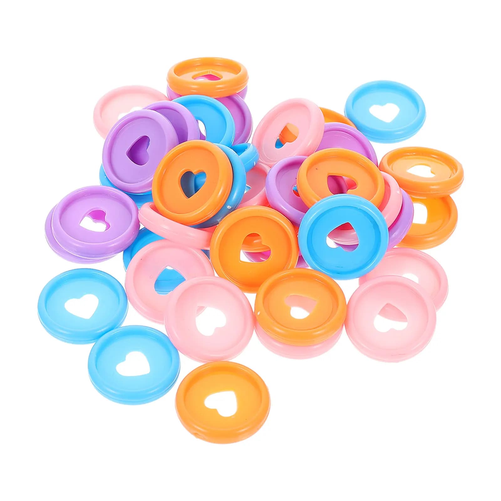 40 Pezzi Anelli Colorati in Plastica a Forma di Cuore per Rilegatura, Anelli per Quaderni a Fogli Mobili, Accessori Fai-da-Te per Planner