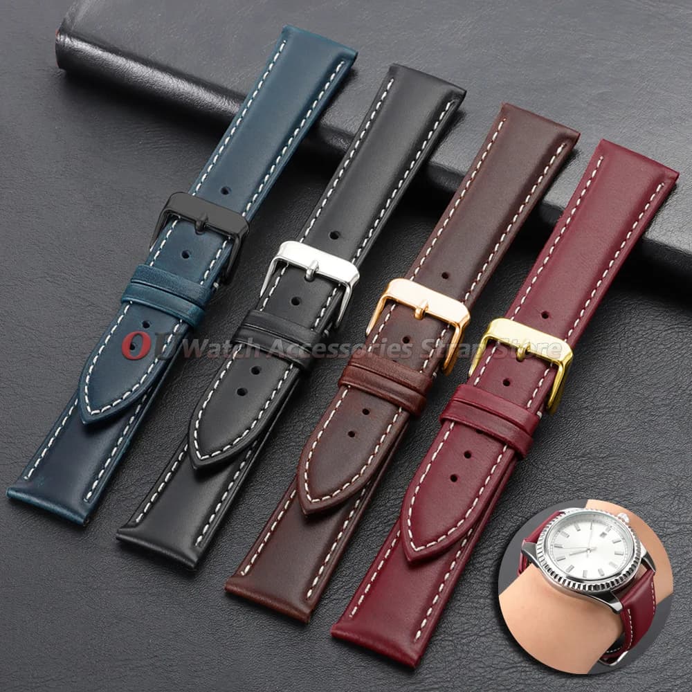 18mm 19mm 20mm 21mm 22mm Oil Wax Leather Watch Band for Seiko for Rolex Replace Watch Bracelets Universal Men Women Watch Straps
