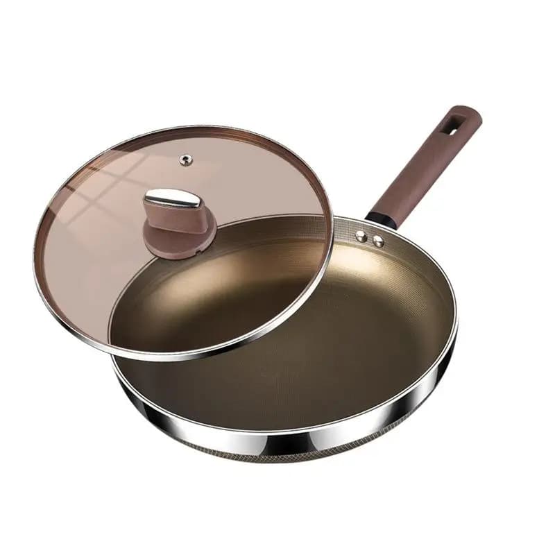 Home-use flat bottom pan with titanium non-stick pan for fried egg steaks