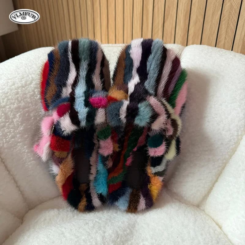 Nuove Ciabatte di Lusso in Pelliccia di Visone da Donna, Sandali Estivi 2026, Scarpe Basse da Donna, Infradito Pelose, Ciabatte in Pelliccia Soffice da Donna