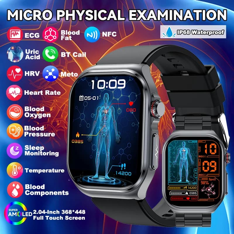 LIGE Nuovo ECG + PPG Smart Watch Micro Esame fisico Lipidi nel sangue Acido urico NFC Chiamata Bluetooth Salute Smartwatch Uomo Donna