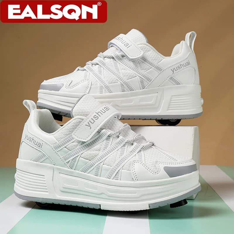 Nuovi Pattini a Rotelle per Bambini e Bambine, Scarpe a Quattro Ruote Staccabili, Sneakers Resistenti all'Usura per Sport all'Aperto e Divertimento