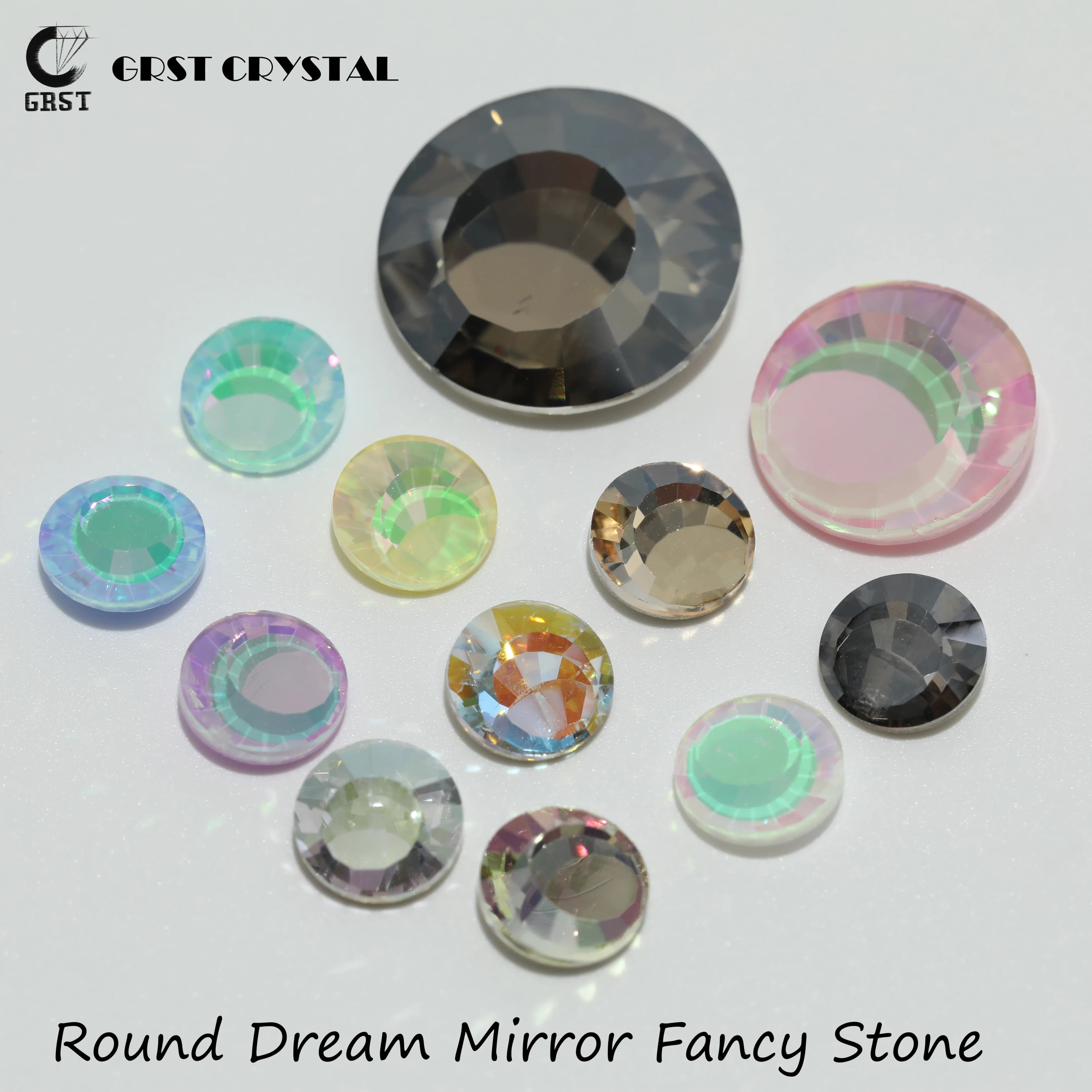 GRST Shiny DV4058 Round Fancy Stones Crystal Dream Mirror Series Premium Rhinestones DIY Nail Art Wedding Dresses Bags Supplies