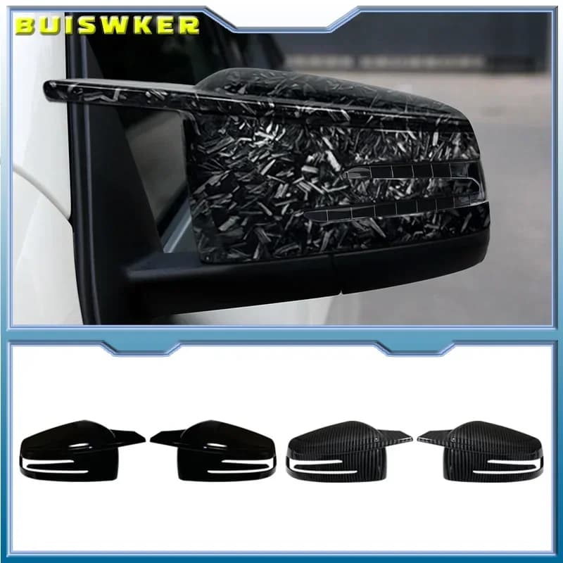 2PCS Sticking Carbon Fiber Pattern Rearview Side Mirror Cover Caps For Mercedes Benz W176 W246 W204 W212 W221 C117 X204 X156