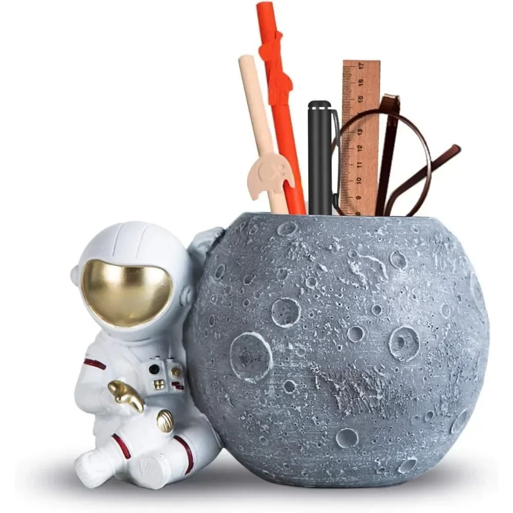 Portapenne, portapenne da scrivania per astronauta, accessori decorativi per organizer da scrivania in resina, ufficio, aula