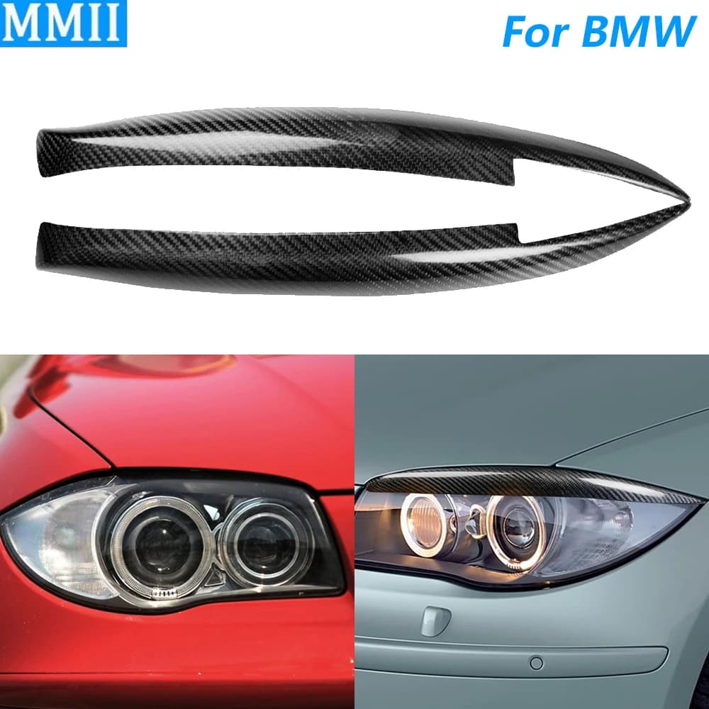 For BMW Series 1 E81 E82 E87 E88 2004-2011 Royal Carbon Fiber Headlight Eyebrow Panel Cover Trim Accessories Car