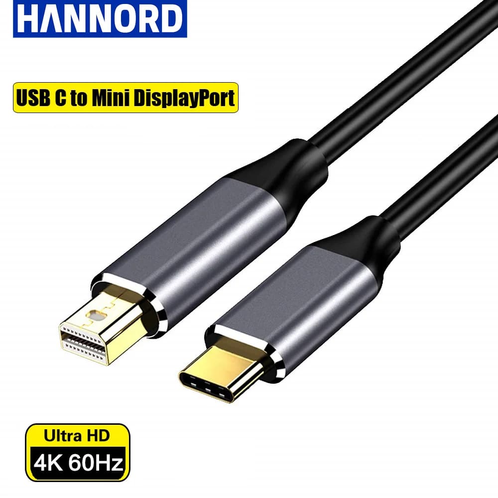 Cavo Hannord da tipo C a Mini DP 4K a 60 Hz 1,8 M Cavo Thunderbolt da 3 a Minidp per MacBook Pro Dell Samsung Huawei Monitor