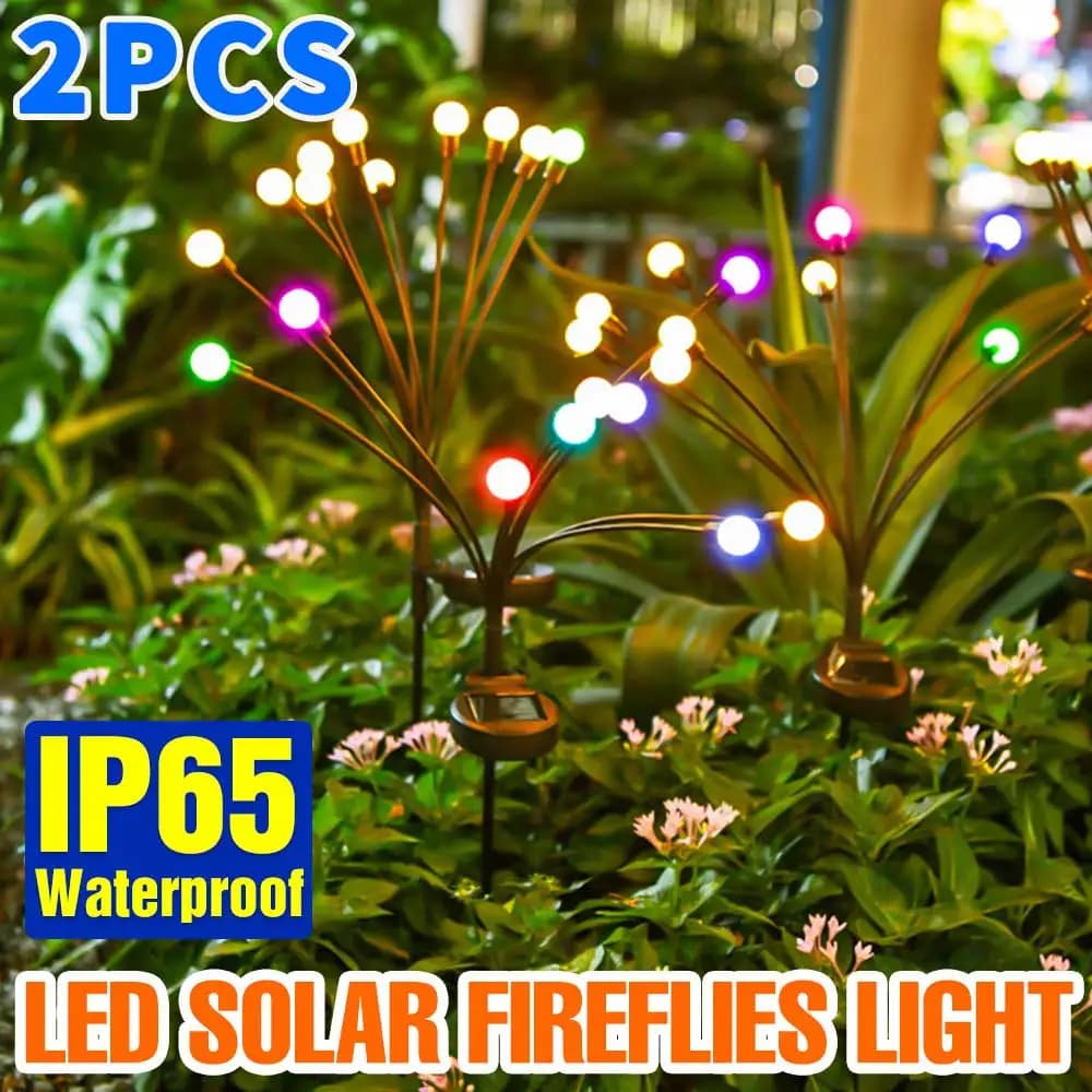 2 pezzi LED RGB lucciole solari luce decorazione natalizia dente di leone fata flash lucciola lampada da prato luci da giardino esterne impermeabili