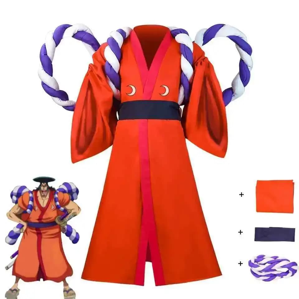 Anime Kozuki Oden Cosplay Wano Kuni Country Kuri Kimono Japanese Dress Red Bathrobe Straps Man Halloween Carnival Dress