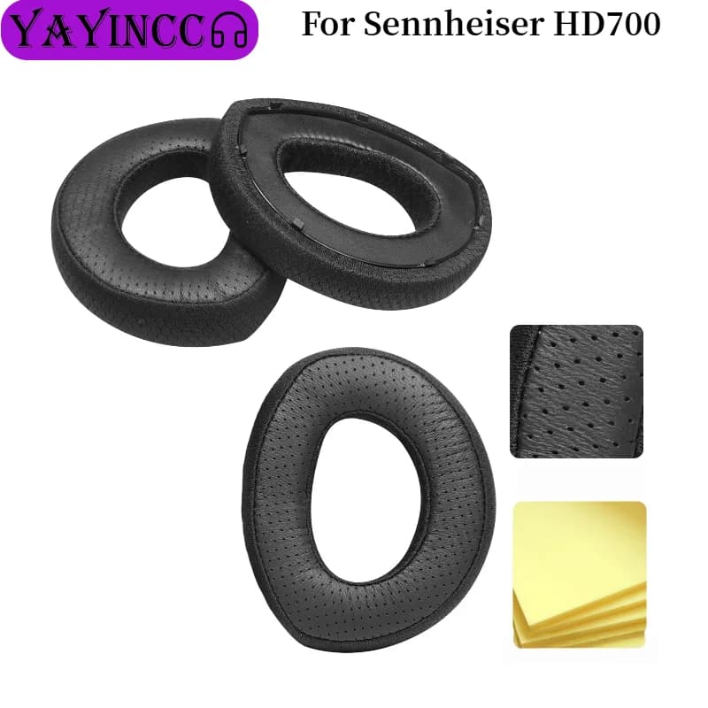Cuscinetti auricolari di ricambio in pelle di agnello traforata Fodera per cuscino auricolare in memory foam per parti di riparazione paraorecchie per cuffie da gioco Sennheiser HD700