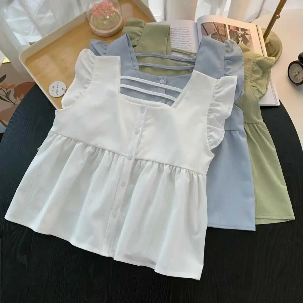 Chic Short Sleeve Shirt Women's Summer New Korean Style Youthful Doll Sweet Beautiful Korean Style Commute Wind Loose Fit Shirt