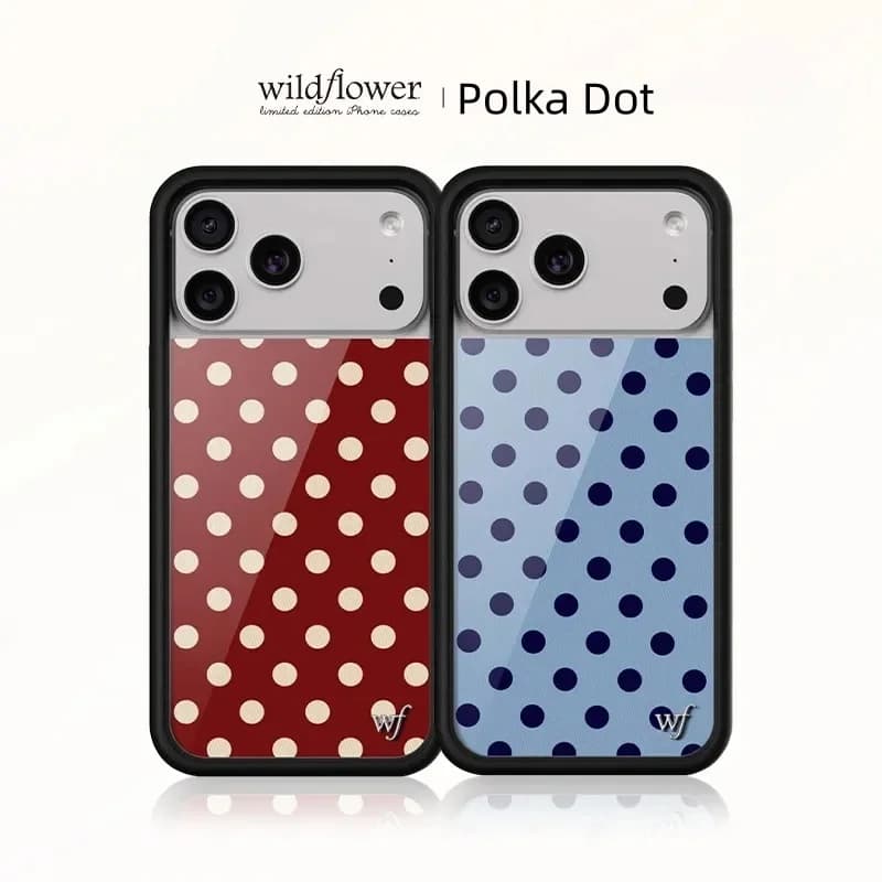 Custodia per telefono Wildflower 3D Polka Dots per iPhone 16 15 14 13 12 17 Pro Max Plus Air 17proMax Blu Rosso Punto d'onda WF Cover Coque