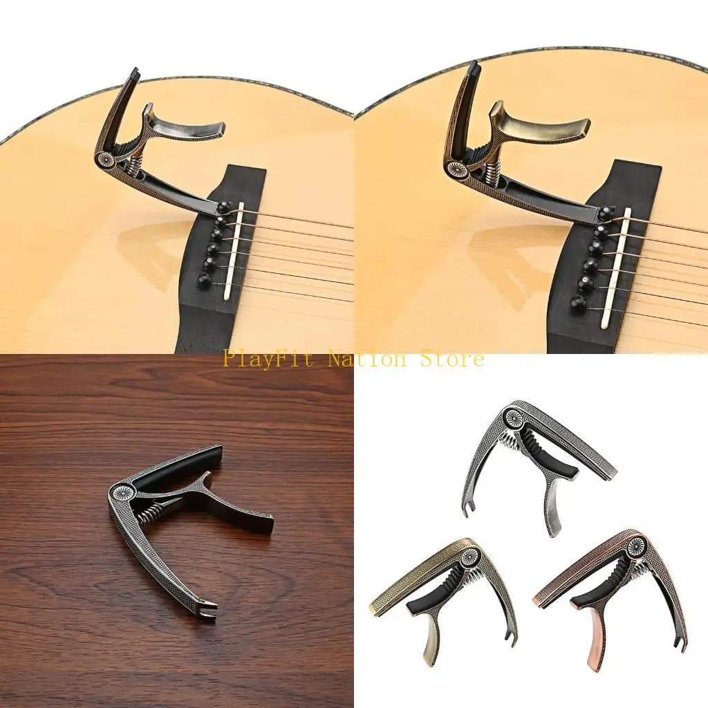 242F Capotasto per chitarra 2 in 1 in lega zinco per chitarra elettrica acustica a 6 corde, basso, ukulele, morsetti per per