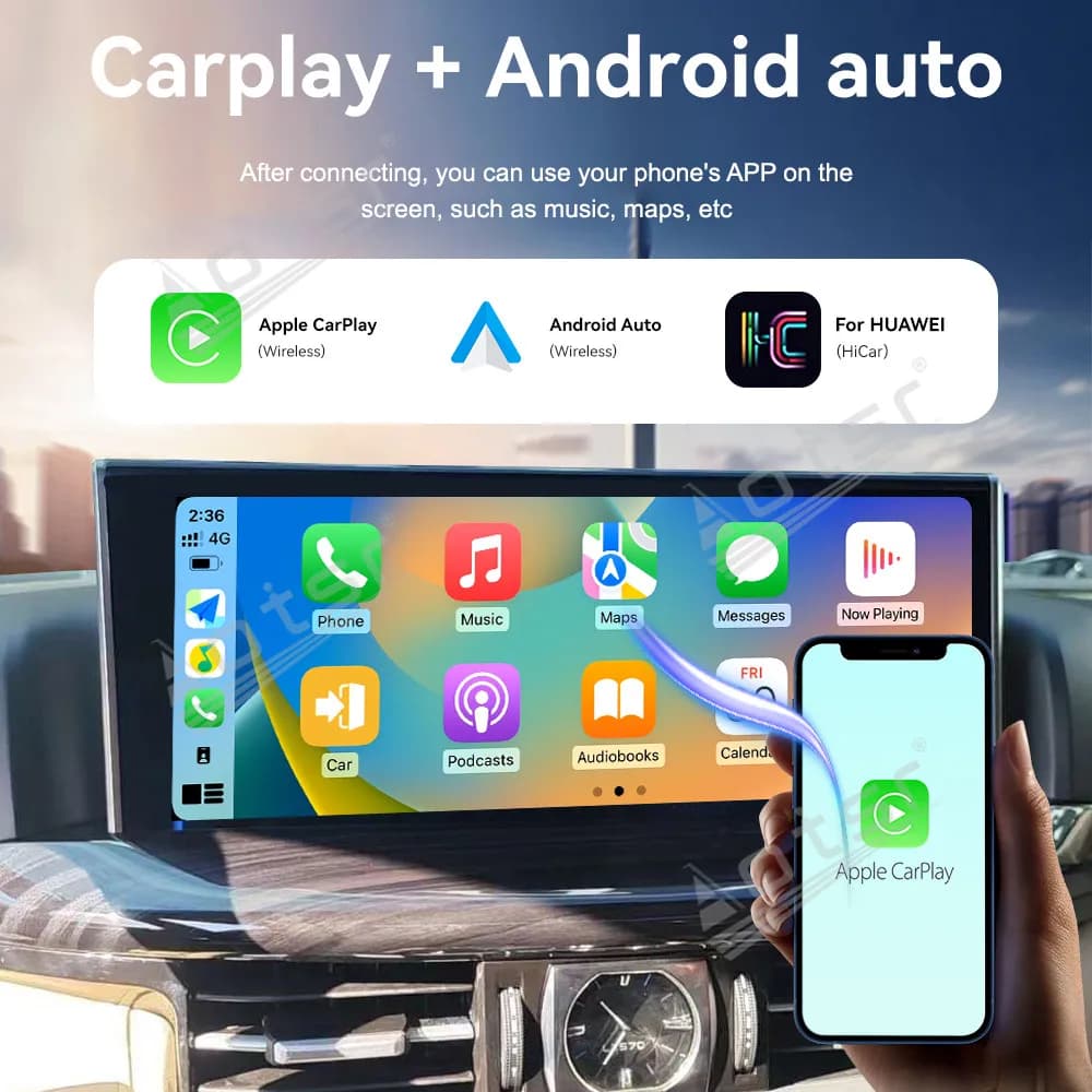 10.25 Inch CarPlay QLED Car Radio Android 13.0 For LEXUS LX570 2008-2015 GPS Navigation Stereo Multimedia Player Head Unit
