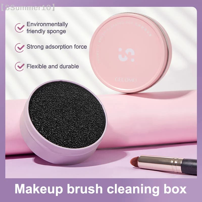 【SSummer10】Scatola per la pulizia dei pennelli da trucco con spugna - Strumento per la pulizia rapida dei pennelli per ombretti e per la rimozione della polvere cosmetica【SS】
