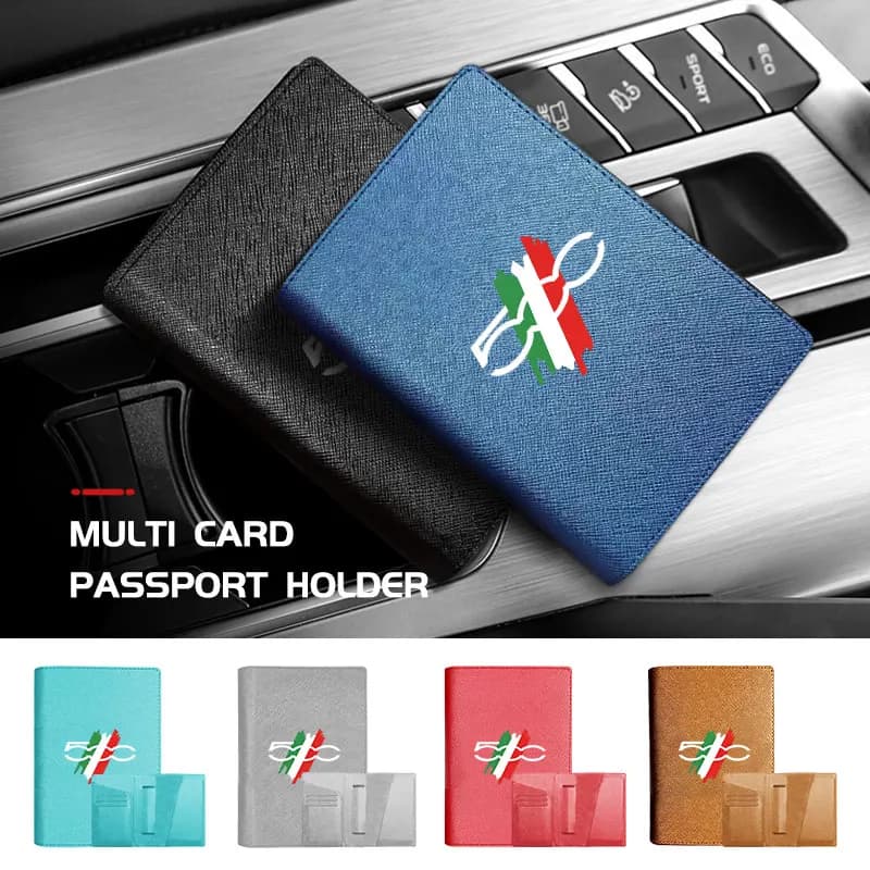 Passport Holder Case Multi Functional ID Card Bank Card Travel For Fiat 500 500C 2012 500X 500L Abarth 695