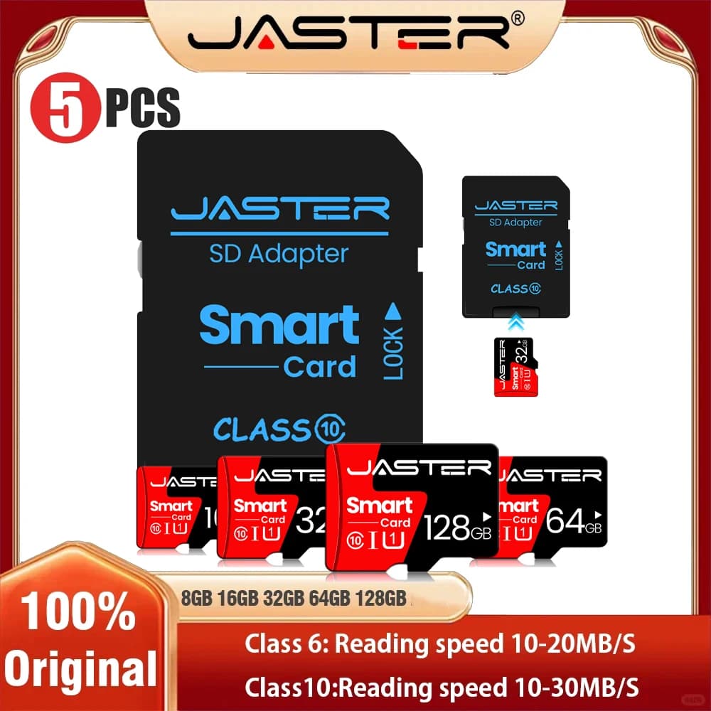 5PCS TF Card High Speed Class 128GB Mini Memory Card 64GB Photography Building Flash Sd Card 32GB Red External Storage 16GB 8GB