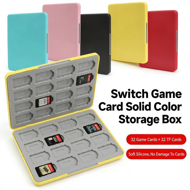 Custodia Protettiva 32-in-1 per Schede di Gioco Nintendo Switch OLED, Scatola Magnetica in Silicone e PC per Organizzare Cartucce NS