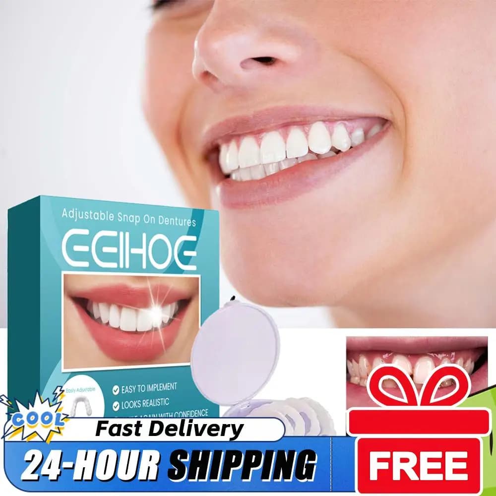 Adjustable teeth, Temporary whitenings, Toothbrush decorations, Restorers, Clips for Men and Women