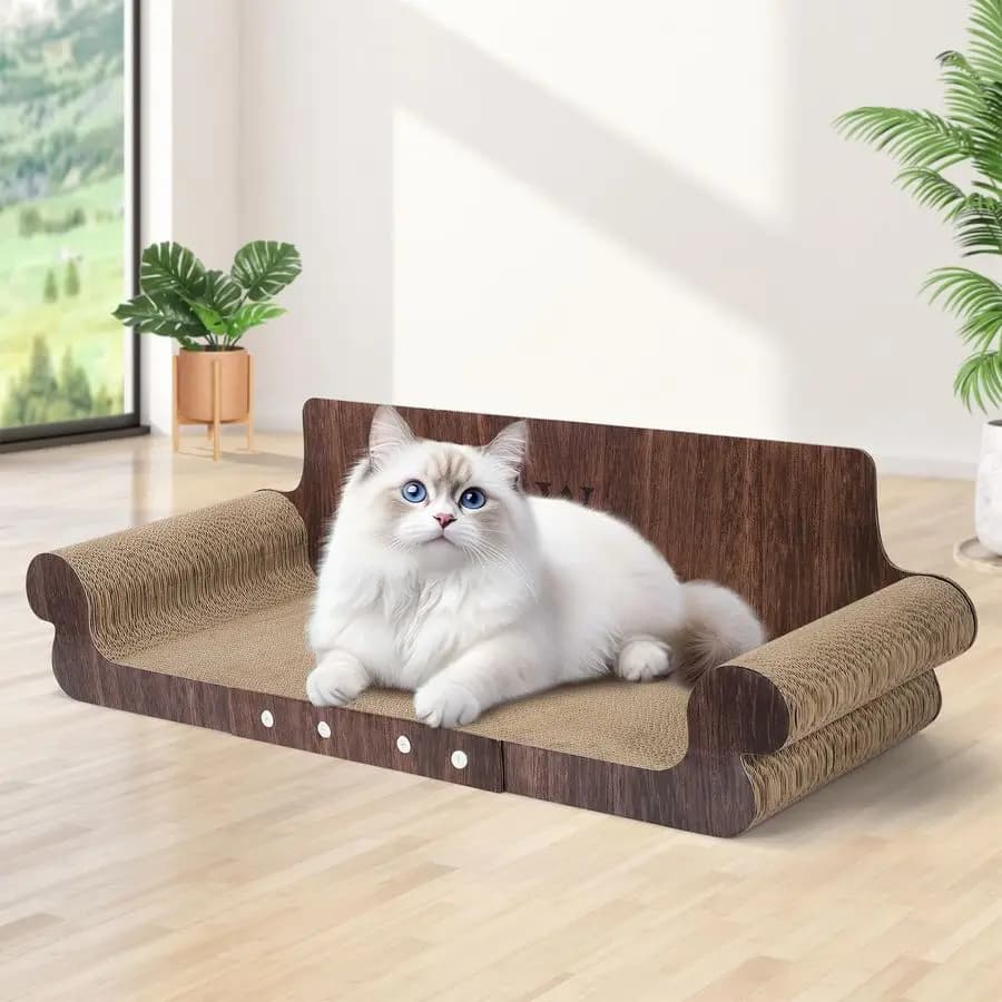 Grande letto tiragraffi per gatti, divano per gatti con tiragraffi per gatti da 32 pollici, lettino tiragraffi per gatti in cartone resistente, gatti moderni ed eleganti