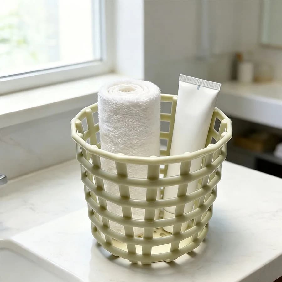 Contenitore per salviette usa e getta, porta dentifricio da bagno, porta pennelli trucco, secchio portaoggetti per articoli da toeletta, mensola portaoggetti da bagno