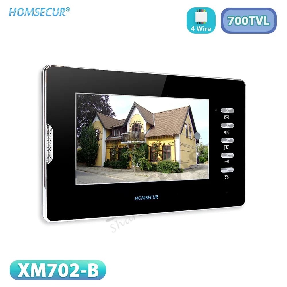 Monitor da interno LCD TFT da 7 "/4.3" con spina per HOMSECUR 4 fili 700TVLine Videocitofono Citofono Sistema di sicurezza domestica