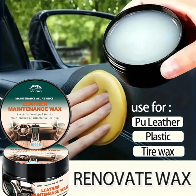 Kit di rinnovamento interni auto: cera placcata di cristalli per cruscotto e plastica, restauratore di sedili in ecopelle, pasta di rivestimento lucida per pneumatici