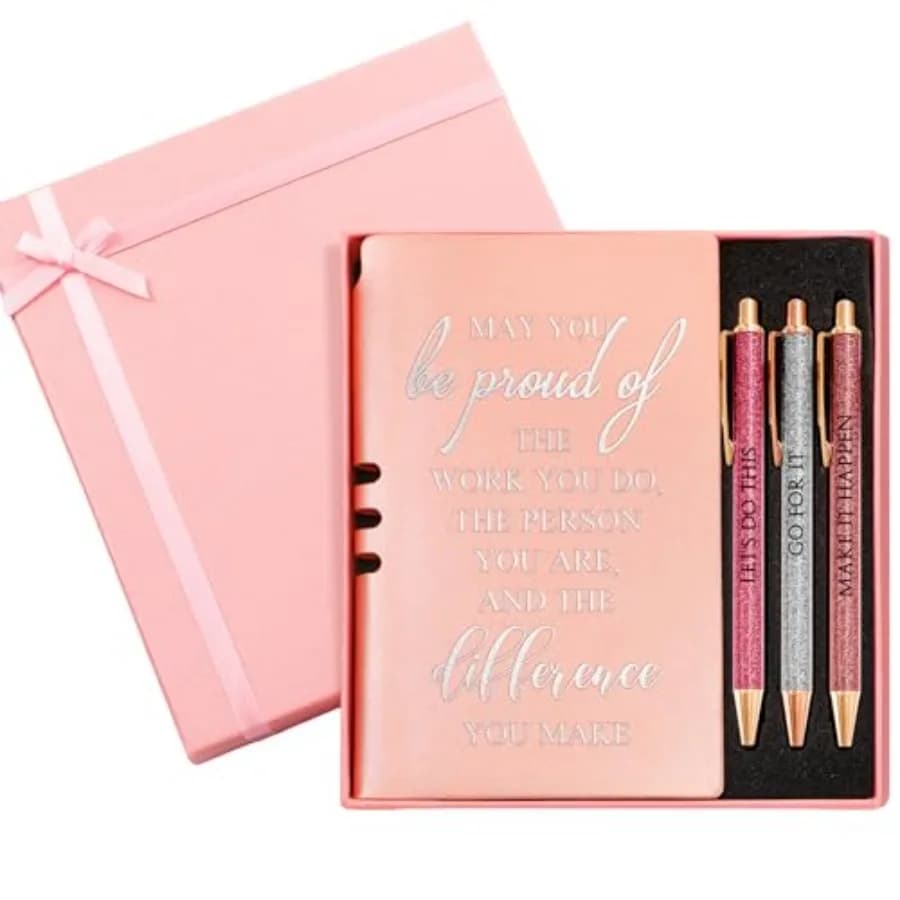 5 Pcs Employee Appreciation Gift Leather Journal Notebook 3 Ballpoint Pens with Box Graduation Thank You Gift for Nurse Volunte