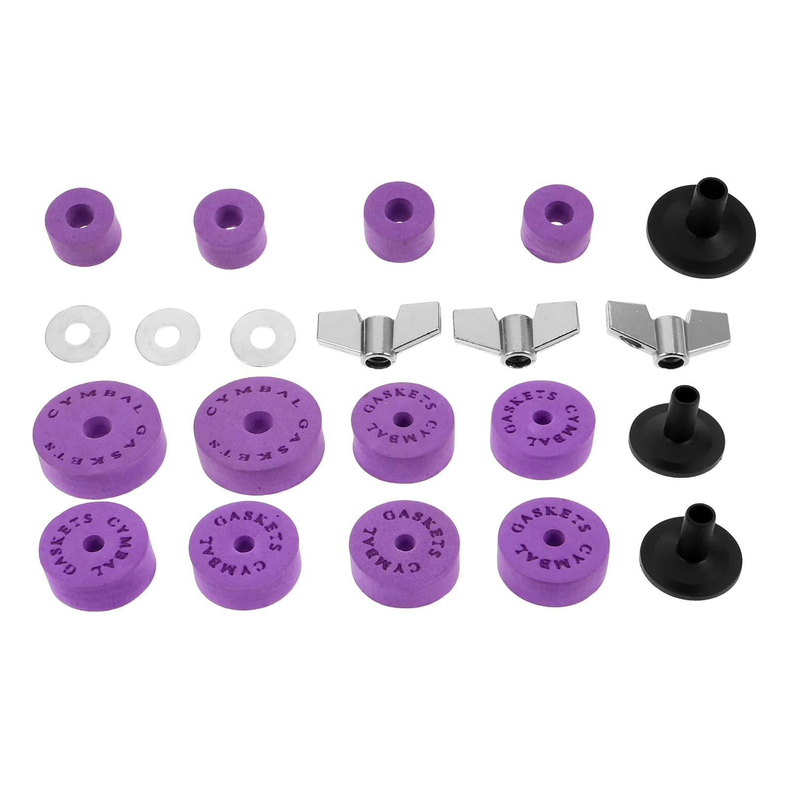 Set di accessori per batteria: cuscinetti in feltro viola di ricambio per piatti, guaine antiscivolo in EVA per supporti piatti, rondelle per la riduzione del rumore