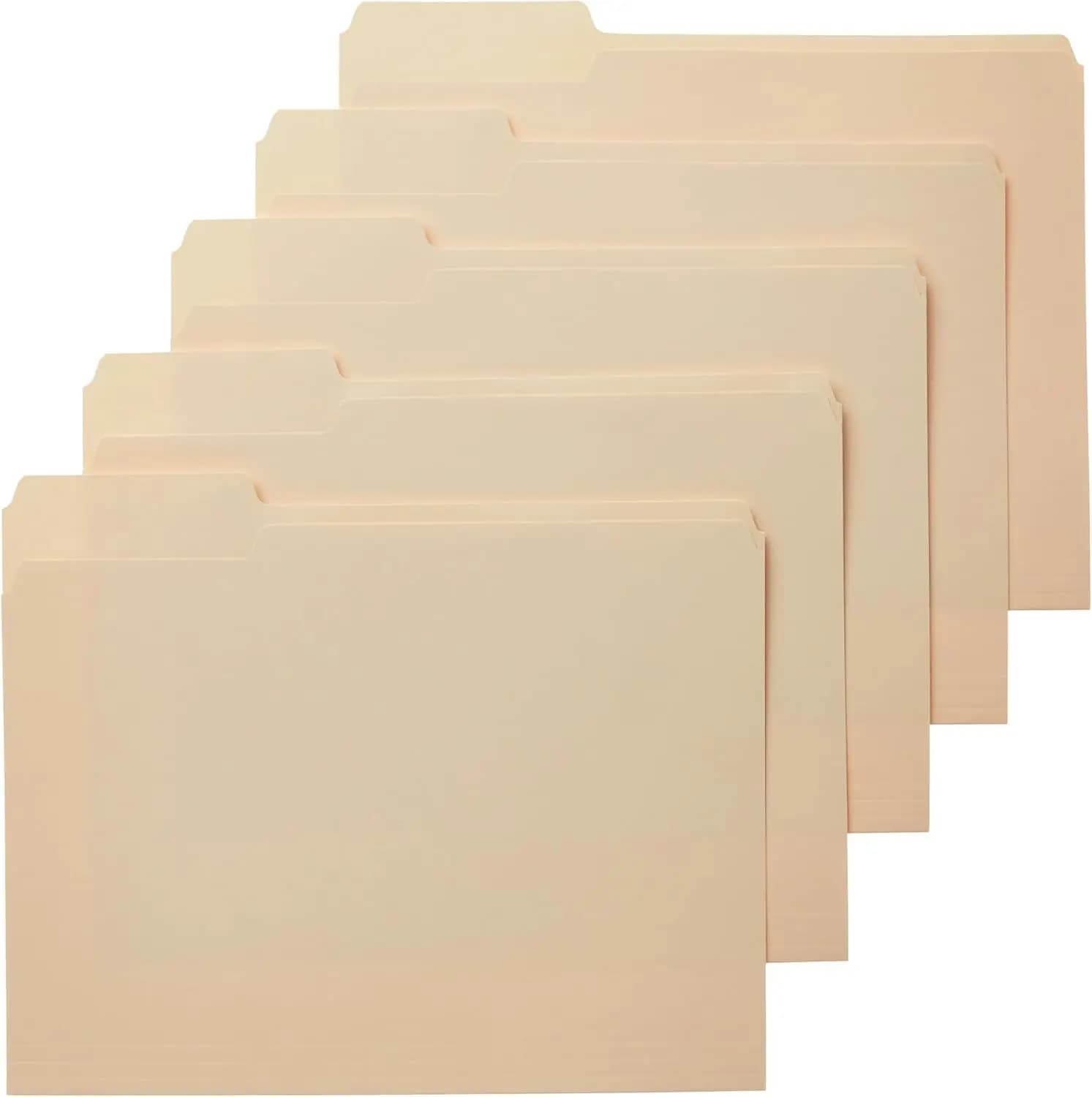 Sturdy File Folders with Reinforced Tabs for Filing and Organization, 1/3-Cut Tab, Assorted Positions, Letter Size, 8.5x11