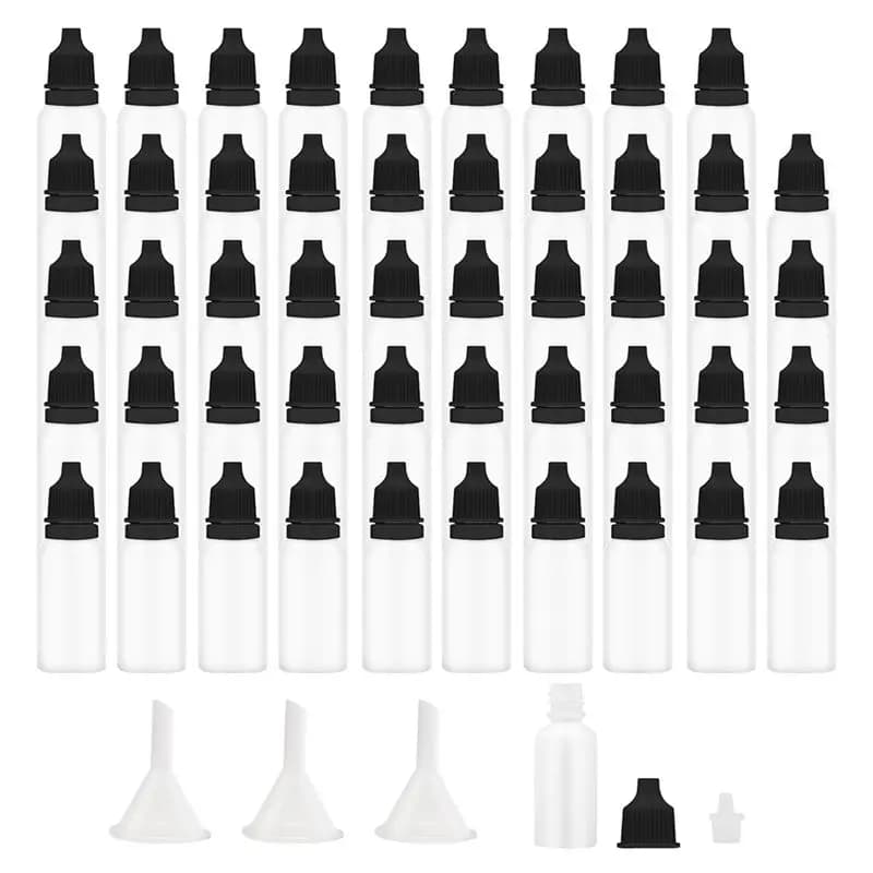 A11I 50 Pezzi Piccole Bottiglie Contagocce Vuote in Plastica con Punta Sottile 15ML Contagocce Liquidi Portatili Spremibili