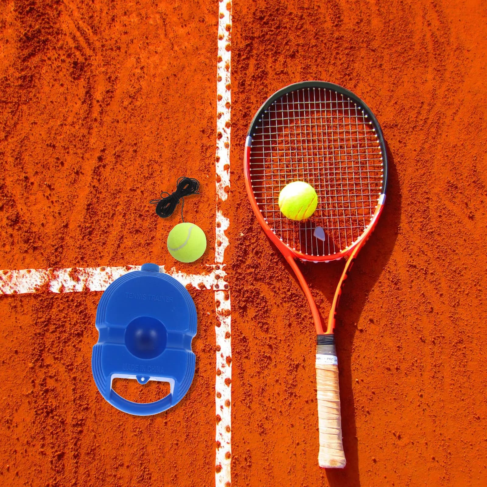 Set Portatile per Allenamento Tennis, Include 3 Palline ad Alto Rimbalzo e Rimbalzista Antiscivolo per Principianti e Intermedi, Uso Interno ed Esterno