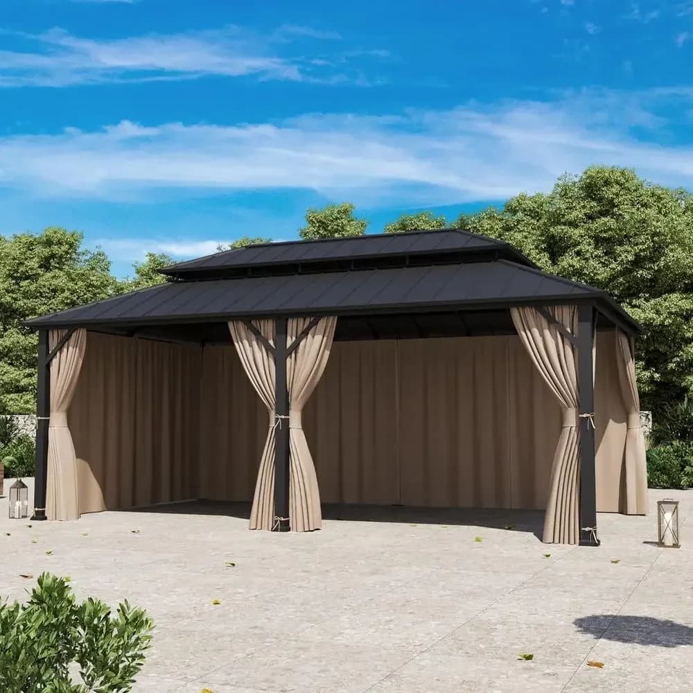 Tende di ricambio per gazebo da esterno a 6 pannelli, 12' x 20', con cerniera per la privacy, per patio e giardino