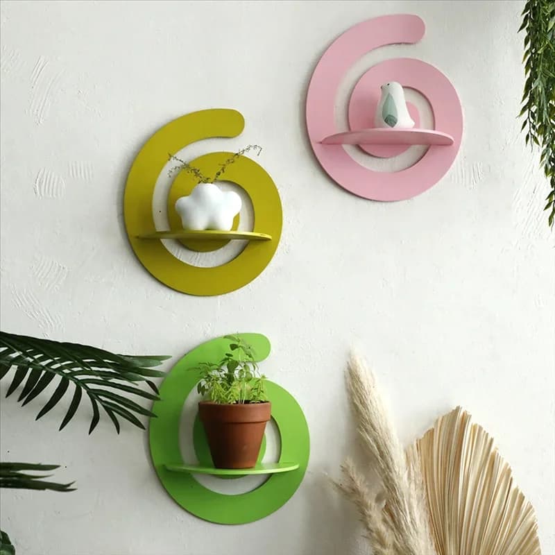 Cute Candy Shape Wooden Floating Wall Shelf Display Plant Flower Pot Tray Storage Rack Art Home Decoration Girl Room Wall Decor