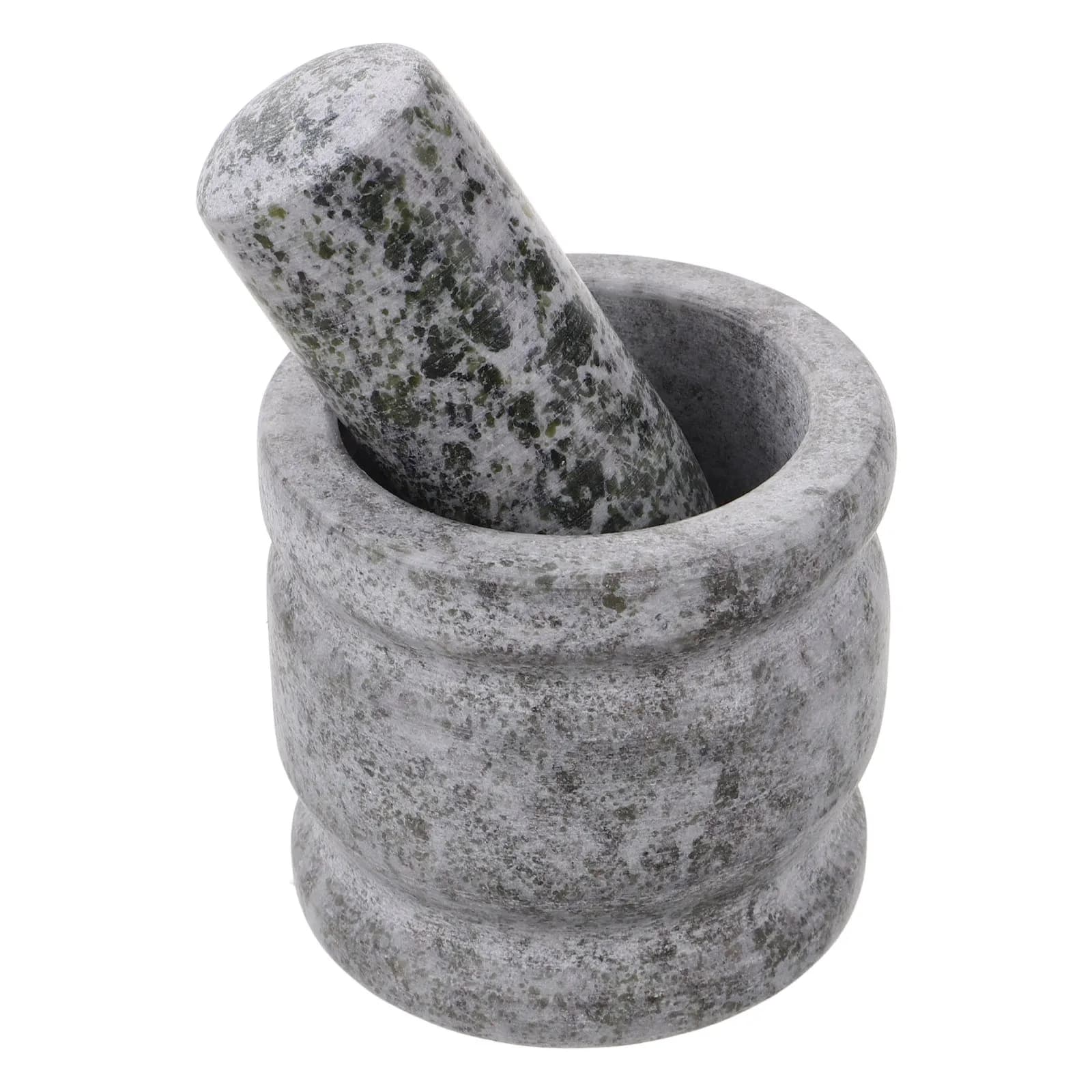 1Set Stone Mortar and Pestle Set Natural Basalt Grinding Bowl for Garlic Ginger Spices Pills Crushing Kitchen Household Use