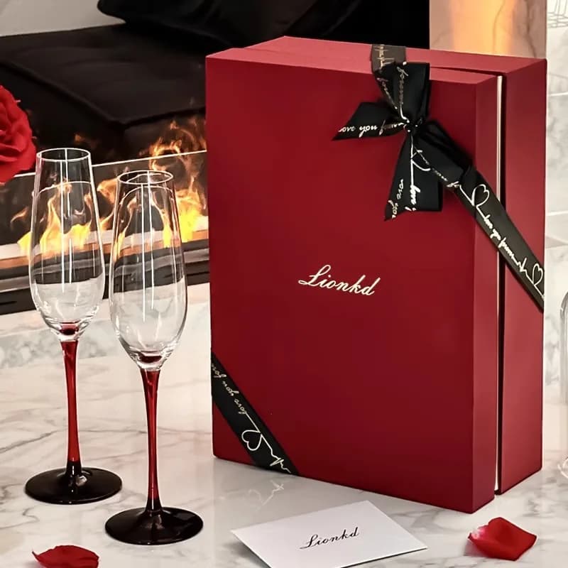 Set di bicchieri da champagne in cristallo di alta gamma HYS, regalo di lusso per fidanzata, set di bicchieri da vino per coppia, confezione regalo, regalo di nozze