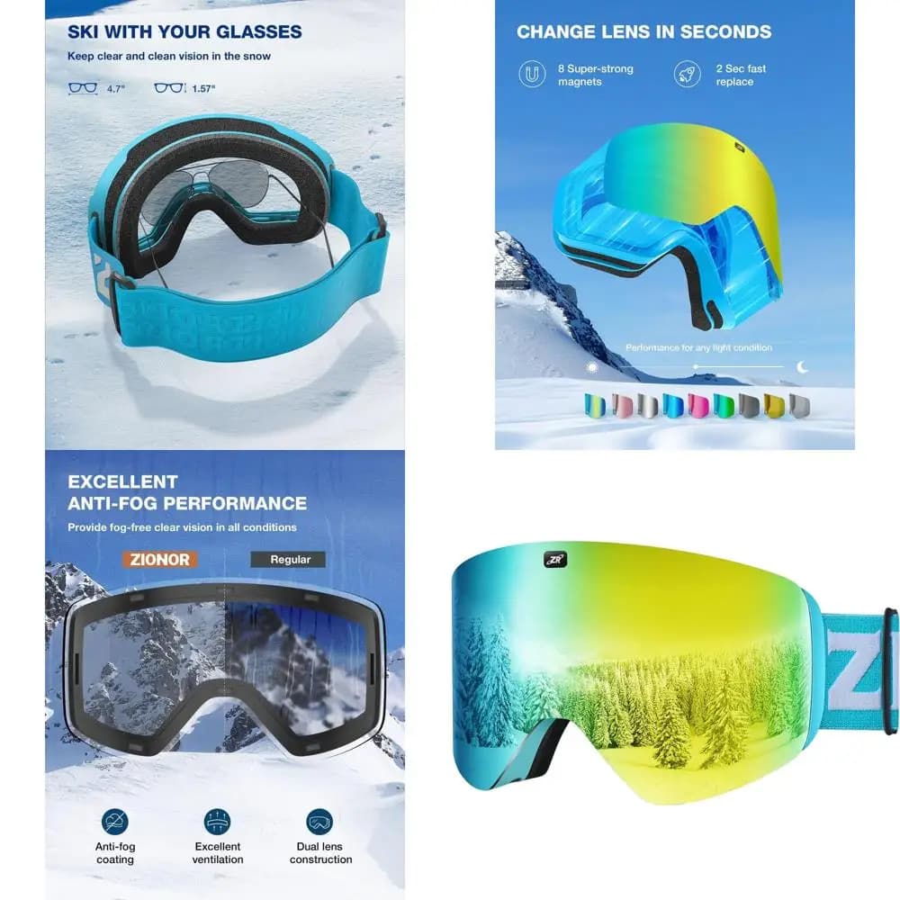 Occhiali da Sci Magnetici Cilindrici, Design Unisex per Uomini e Donne