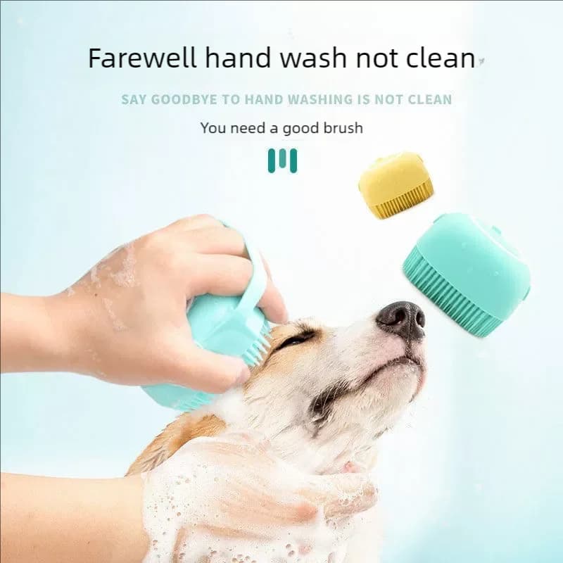 Dog Bathing Brush with Shampoo Dispenser, Soft Silicone Rubber Bristle Pet Massage Brush, Multifunctional Shower Grooming Tool for Dogs and Cats Pet Bath Supplies
