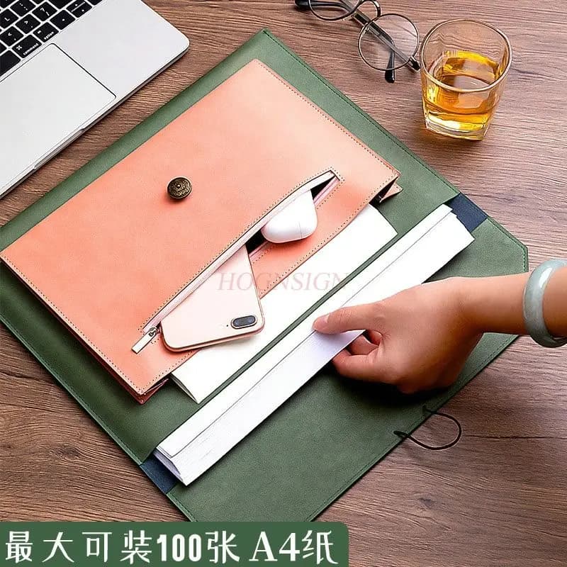 Borsa per documenti in pelle A4, borsa per documenti, borsa da donna, borsa per archivi, libro per riporre, borsa per documenti aziendali impermeabile ispessita