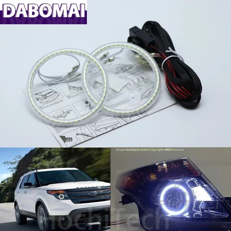 Kit Anelli Luminosi LED Bianchi SMD Ultra Luminosi 2600LM 12V Luci Diurne per Ford Explorer 2011-2018