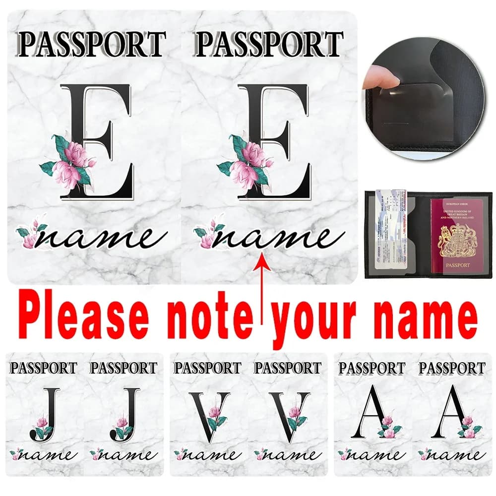 Personalizza nome Copertina per passaporto Passaporti da viaggio Copertine per maniche ID Cred-Card Porta biglietti da visita Stampa personalizzata con 26 lettere