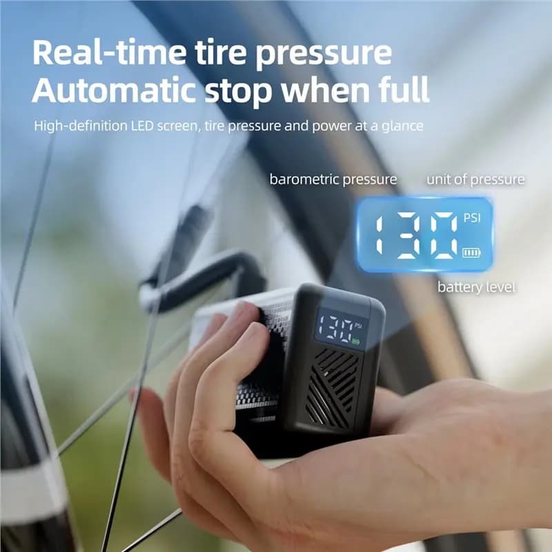 CGDS-AM6 MINI Air Pump 130 PSI Portable Electric Inflator Pocket Tire Pressure Display Road Bike Tire