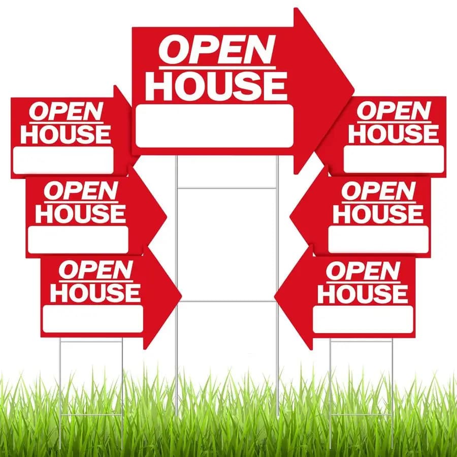 Set di 7 Cartelli per Open House Immobiliare, 18 x 24 Pollici, a Forma di Freccia, Bifacciali, Resistenti alle Intemperie
