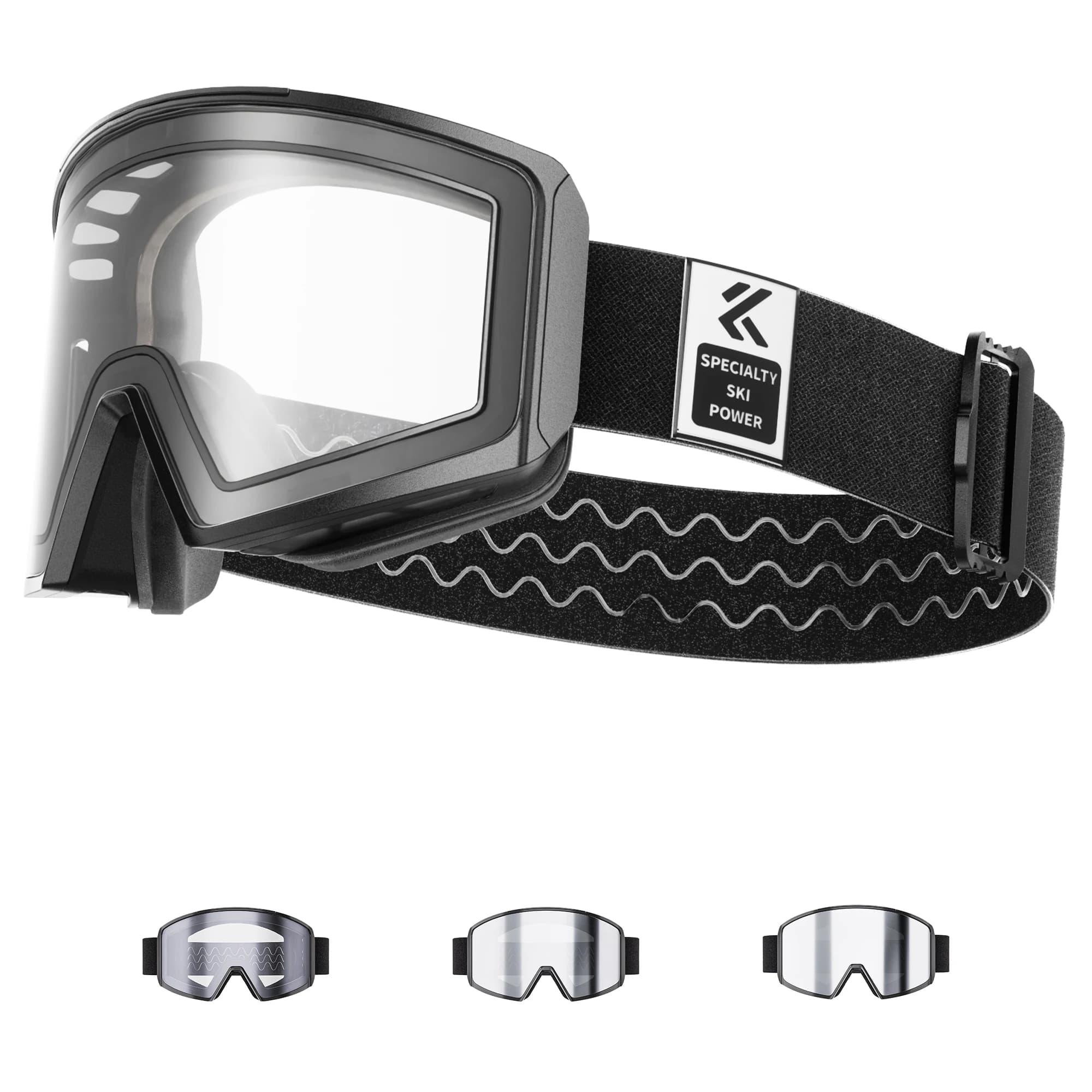 Kapvoe Occhiali da sci Fotocromatici Snowboard Antiappannamento per uomo Occhiali da sole da ciclismo Donna Protezione UV400 Occhiali da neve Motoslitta