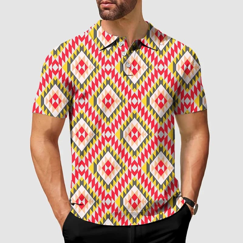 2025 Fashion New Paley Pattern Polo Shirt For Men Short Sleeve Lapel Soft Golf Tee Daily Casual Outdoor Sport Hawaii Shirts Pop