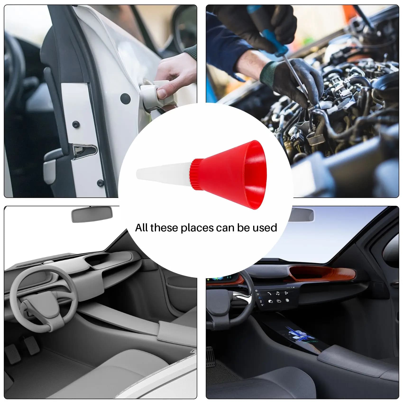 A82U-Auto Universale Imbuto Olio Motore Imbuto Olio No-Spill Adattatori Imbuto Olio Regolabile Set di Strumenti per Filtro Olio a Prova di Fuoriuscita