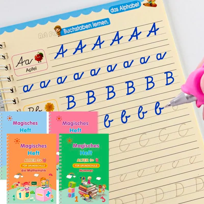 Libri magici tedeschi per bambini alfabeto riutilizzabile quaderno magico scritto a mano scrittura per calligrafia Set quaderno Montessori