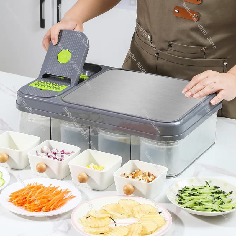 Tagliaverdure multifunzione in acciaio inossidabile, per sminuzzare e tagliare a cubetti, tagliere da cucina per uso domestico